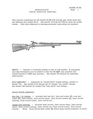 #11 Remington Field Service Manual Model 40X Gunsmith 
